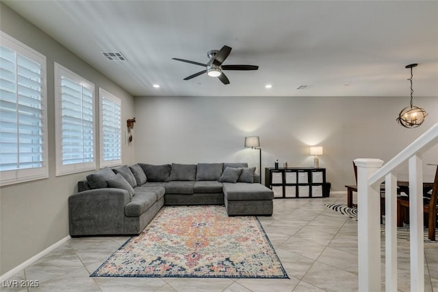 3166 Via Da Vinci, Henderson, NV 89044 - living room with a ceiling fan and recessed lighting