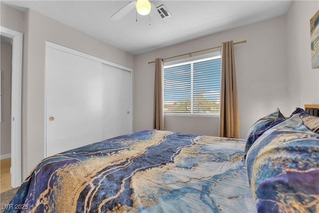 9957 Fine Fern St, Las Vegas, NV 89183 - bedroom featuring a ceiling fan and a closet