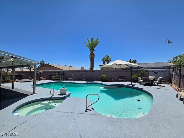 4823 El Tesoro Ave, Las Vegas, NV 89121 - view of swimming pool with a fenced backyard, a patio area, and an in-ground hot tub