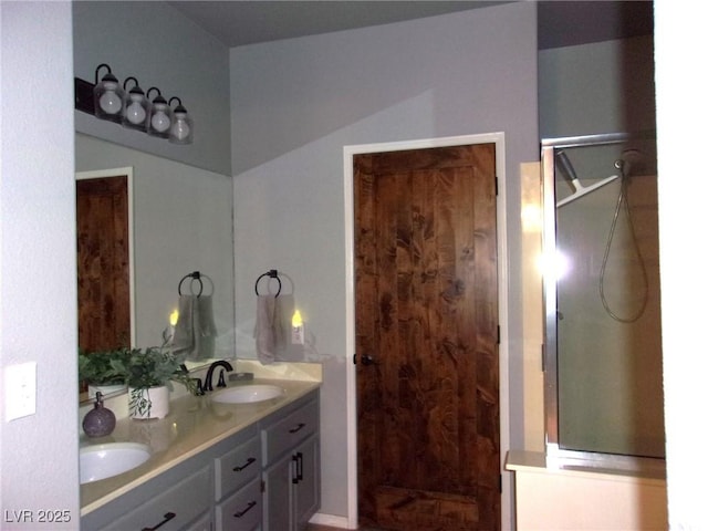3337 Partridge Run St, Laughlin, NV 89029 - bathroom featuring double vanity and a shower