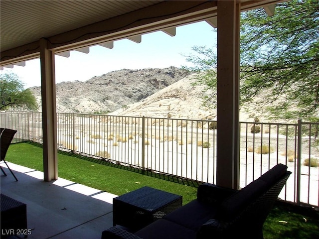 3337 Partridge Run St, Laughlin, NV 89029 - fenced backyard featuring a mountain view and a patio