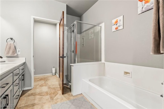 3337 Partridge Run St, Laughlin, NV 89029 - bathroom with a stall shower, a garden tub, and vanity
