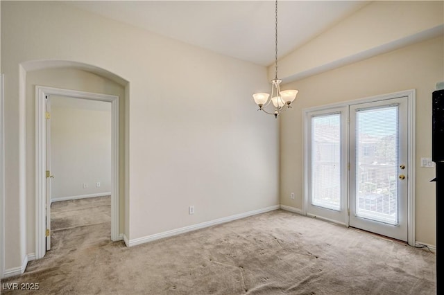 8768 Tom Noon Ave Unit 101, Las Vegas, NV 89178 - carpeted spare room with a chandelier and lofted ceiling