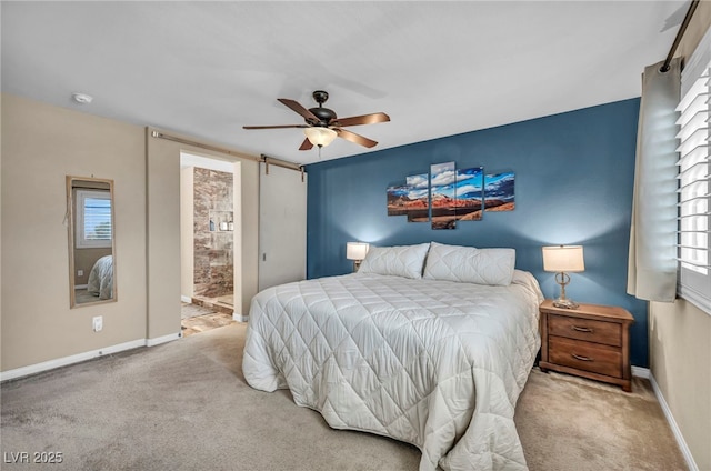 10312 Glimmering Star Dr, Las Vegas, NV 89178 - carpeted bedroom with ceiling fan and ensuite bath