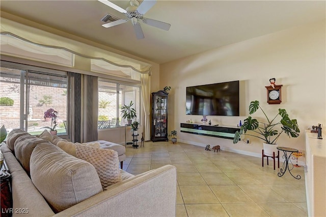 2605 Orchid Valley Dr, Las Vegas, NV 89134 - living room with tile patterned flooring and ceiling fan