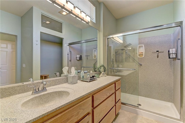 2605 Orchid Valley Dr, Las Vegas, NV 89134 - full bathroom featuring vanity, a shower stall, and tile patterned flooring