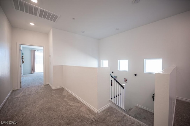 9256 Alden Pointe Ct, Las Vegas, NV 89143 - corridor with carpet, an upstairs landing, and recessed lighting