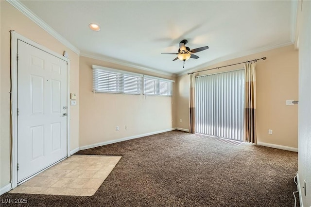 4400 S Jones Blvd Unit 2007, Las Vegas, NV 89103 - entryway featuring a ceiling fan, crown molding, carpet floors, and recessed lighting