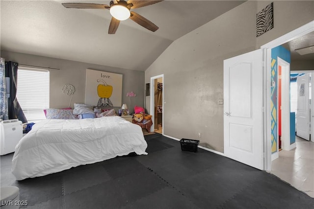 2500 Cortina Ave, Henderson, NV 89074 - bedroom with lofted ceiling, ceiling fan, and a walk in closet