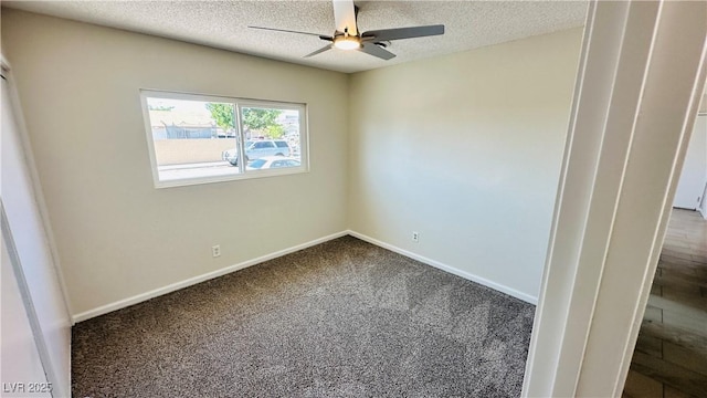4238 Boratko St, Las Vegas, NV 89115 - unfurnished room with dark colored carpet, a textured ceiling, and a ceiling fan