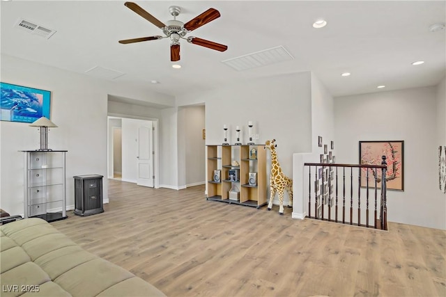 6489 Crest Estates St, Las Vegas, NV 89131 - living area with wood finished floors, recessed lighting, and a ceiling fan