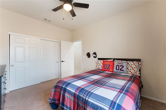 8605 Trianon Ln, Las Vegas, NV 89145 - carpeted bedroom with a closet and ceiling fan