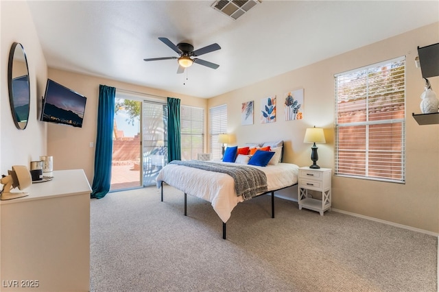 8605 Trianon Ln, Las Vegas, NV 89145 - bedroom featuring access to exterior, carpet floors, and a ceiling fan