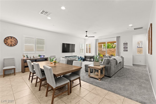10160 Tree Blossom Ave, Las Vegas, NV 89166 - dining room featuring light tile patterned floors, recessed lighting, and a ceiling fan