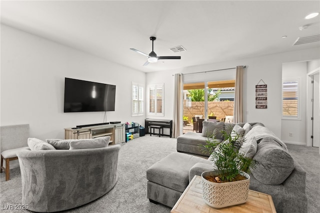 10160 Tree Blossom Ave, Las Vegas, NV 89166 - living area featuring carpet floors and ceiling fan