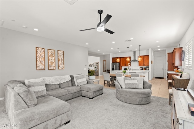 10160 Tree Blossom Ave, Las Vegas, NV 89166 - living area featuring recessed lighting and a ceiling fan