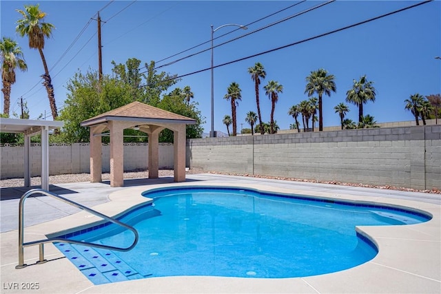 6358 Meadow Lark Ln, Las Vegas, NV 89103 - view of pool featuring a gazebo, a fenced backyard, and a patio