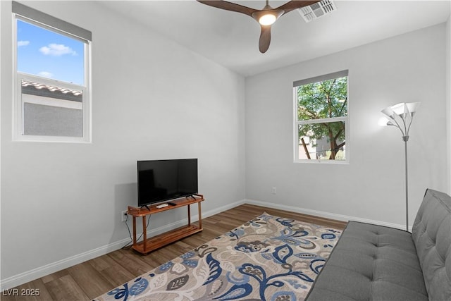 5936 Bruselas St, Las Vegas, NV 89113 - sitting room featuring wood finished floors and a ceiling fan