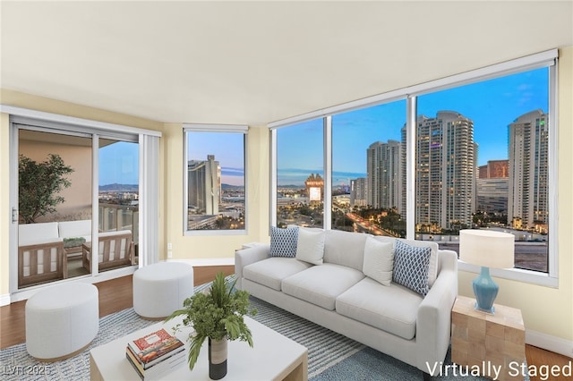 222 Karen Ave Unit 1702, Las Vegas, NV 89109 - living area featuring wood finished floors and a view of city