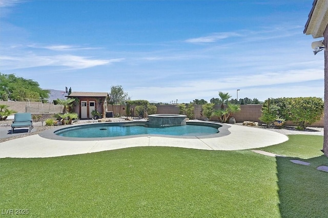 6208 W Rome Blvd, Las Vegas, NV 89131 - view of pool with a fenced backyard, a patio area, and a pool with connected hot tub