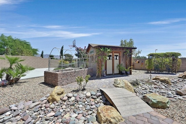 6208 W Rome Blvd, Las Vegas, NV 89131 - fenced backyard featuring an outbuilding