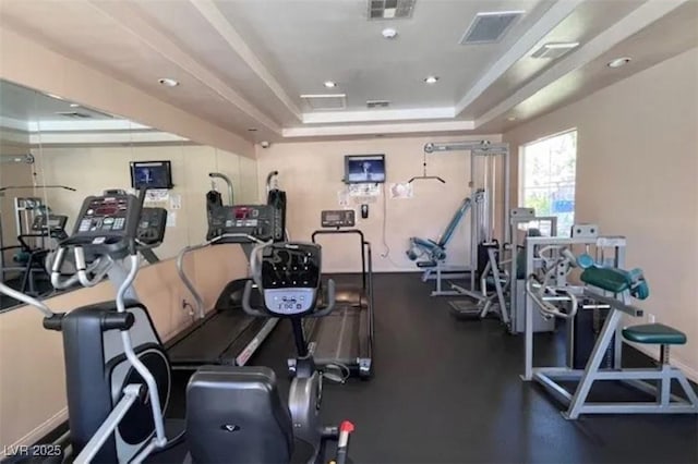 5415 W Harmon Ave Unit 2075, Las Vegas, NV 89103 - gym with a raised ceiling and recessed lighting
