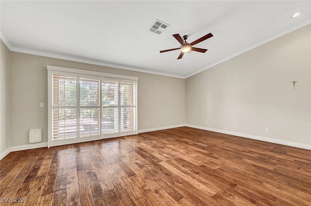 5224 Painted Lakes Way, Las Vegas, NV 89149 - unfurnished room featuring ceiling fan, wood finished floors, and crown molding