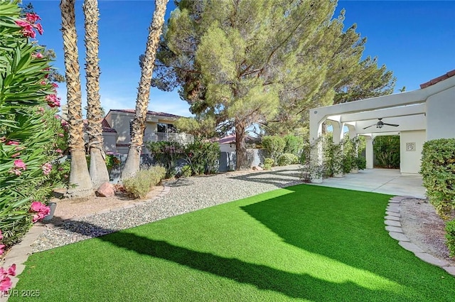 5224 Painted Lakes Way, Las Vegas, NV 89149 - view of yard with a ceiling fan and a patio area