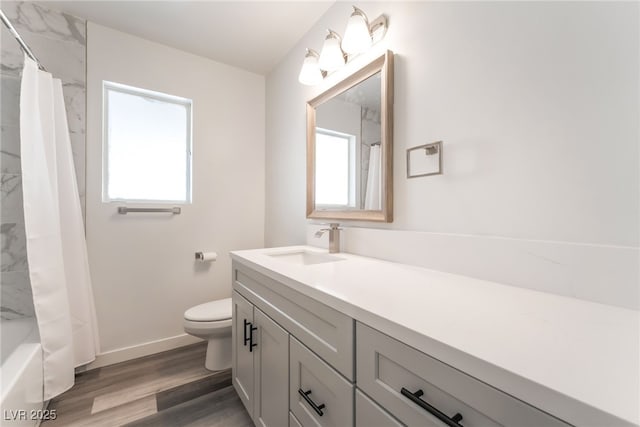 600 Berry Cir, Las Vegas, NV 89107 - full bathroom with vanity, wood finished floors, and shower / bathtub combination with curtain