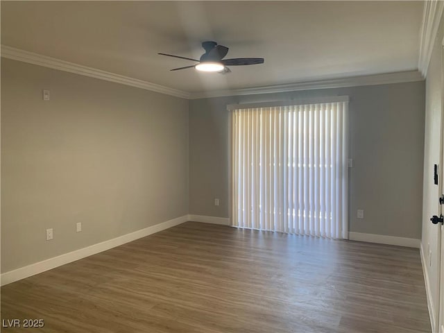8101 W Flamingo Rd Unit 1102, Las Vegas, NV 89147 - unfurnished room with ceiling fan, wood finished floors, and ornamental molding