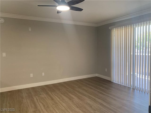 8101 W Flamingo Rd Unit 1102, Las Vegas, NV 89147 - unfurnished room featuring ceiling fan, wood finished floors, and ornamental molding