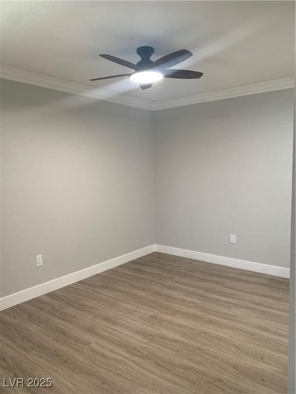 8101 W Flamingo Rd Unit 1102, Las Vegas, NV 89147 - spare room with crown molding, ceiling fan, and wood finished floors