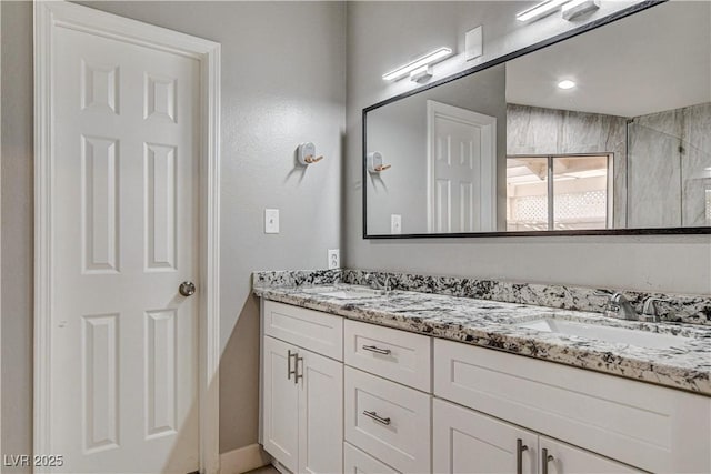 8517 Soneto Ln, Las Vegas, NV 89117 - full bath with double vanity and a tile shower
