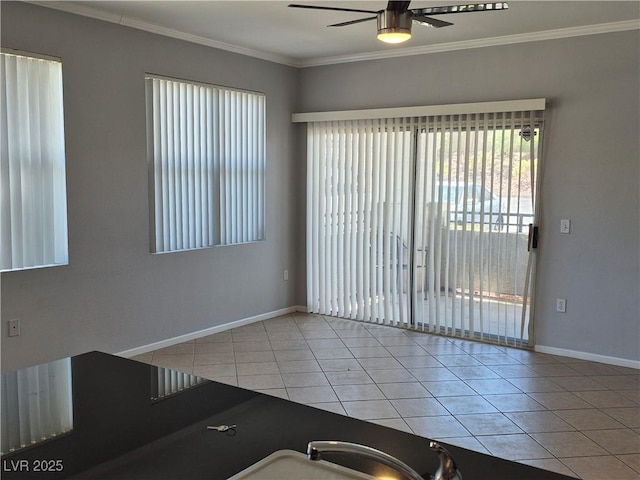 2900 Sunridge Heights Pkwy Unit 418, Henderson, NV 89052 - unfurnished room with a ceiling fan, tile patterned flooring, healthy amount of natural light, and ornamental molding