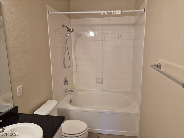 2900 Sunridge Heights Pkwy Unit 418, Henderson, NV 89052 - full bathroom featuring vanity, a textured wall, shower / bathtub combination, and tile patterned flooring
