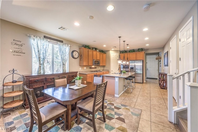 10961 Winter Rise St, Las Vegas, NV 89141 - dining space featuring recessed lighting and light tile patterned floors