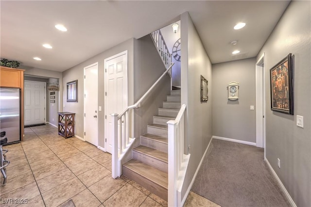 10961 Winter Rise St, Las Vegas, NV 89141 - stairway with recessed lighting and tile patterned flooring
