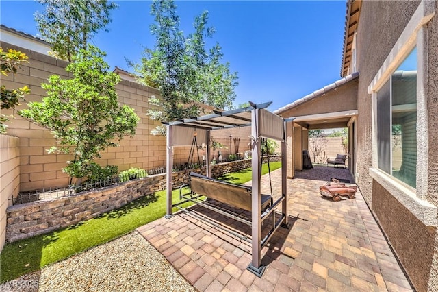 10961 Winter Rise St, Las Vegas, NV 89141 - fenced backyard with a patio and a pergola
