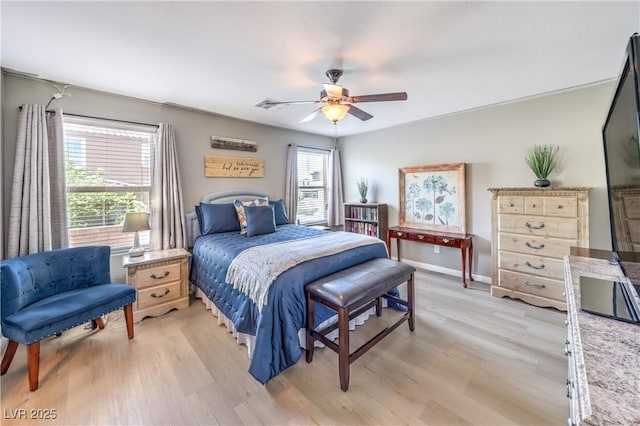 10961 Winter Rise St, Las Vegas, NV 89141 - bedroom with light wood finished floors and a ceiling fan