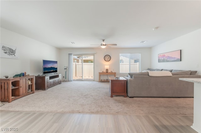 518 Descubir Ave, North Las Vegas, NV 89081 - living room featuring a ceiling fan and wood finished floors