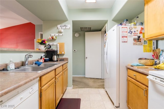 7255 W Sunset Rd Unit 2030, Las Vegas, NV 89113 - kitchen featuring white appliances, light countertops, and light colored carpet