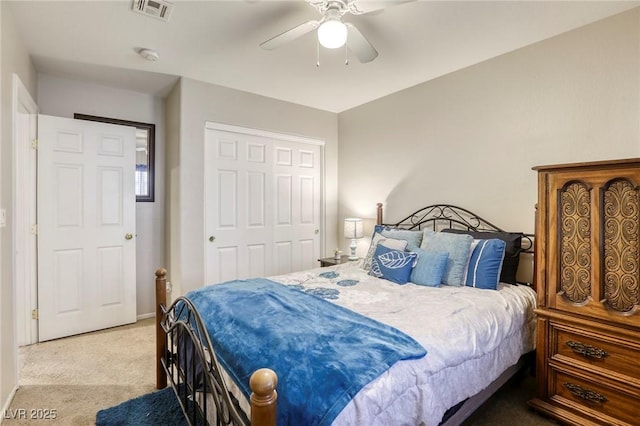 1208 Neva Ranch Ave, North Las Vegas, NV 89081 - bedroom featuring carpet flooring, a closet, and a ceiling fan
