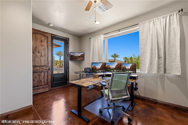 479 Apogee Crst, Mesquite, NV 89027 - office area featuring concrete flooring and a ceiling fan