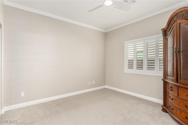 1304 Fantastic Ct, North Las Vegas, NV 89081 - unfurnished bedroom featuring ornamental molding, light carpet, and a ceiling fan