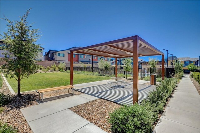 3358 Via Strada St, Henderson, NV 89044 - view of patio with a pergola and a residential view