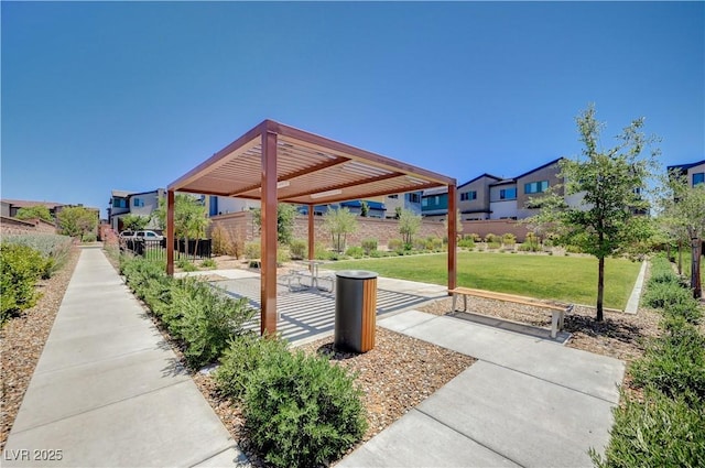 3358 Via Strada St, Henderson, NV 89044 - view of patio featuring a residential view and a pergola