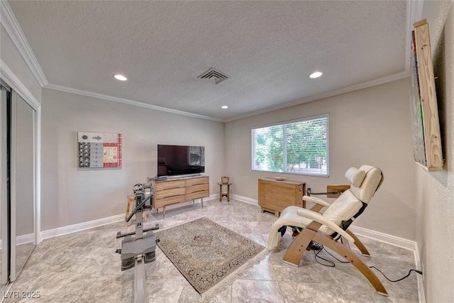 2101 Plaza Del Fuentes, Las Vegas, NV 89102 - sitting room with ornamental molding, recessed lighting, and a textured ceiling