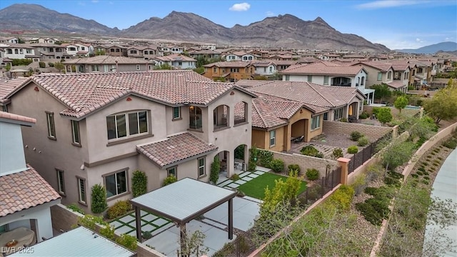 342 Molinetto St, Las Vegas, NV 89138 - view of front of property with a residential view, a gazebo, stucco siding, and a tile roof