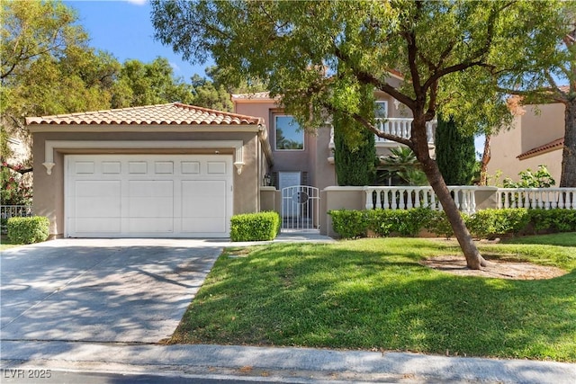 8215 Crow Valley Ln, Las Vegas, NV 89113 - view of front of home with concrete driveway, stucco siding, a garage, and a tile roof