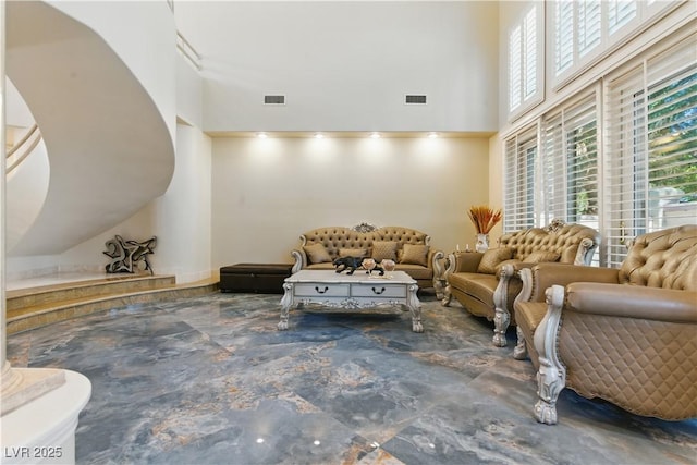 8215 Crow Valley Ln, Las Vegas, NV 89113 - living room featuring a towering ceiling